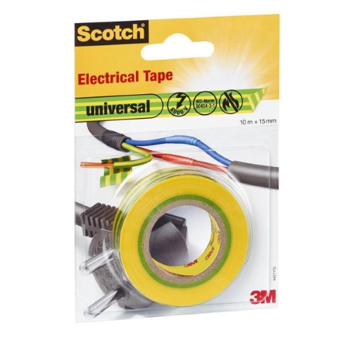 3M SCOTCH ELECTRICAL TAPE NASTRO ISOLANTE IN PVC 15MMx10M COLORE GIALLO/VERDE